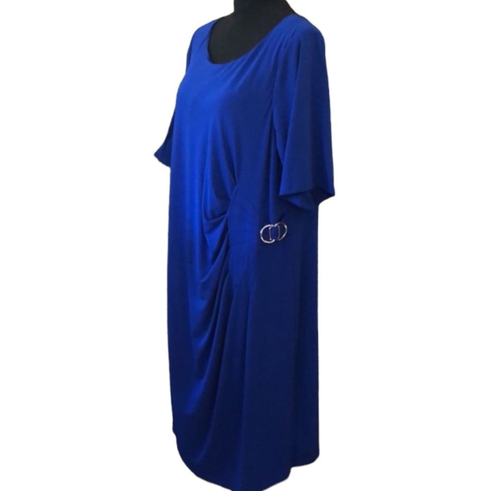 JESSICA HOWARD SHORT SLEEVE DRESS BLUE PLUS SIZE 18W